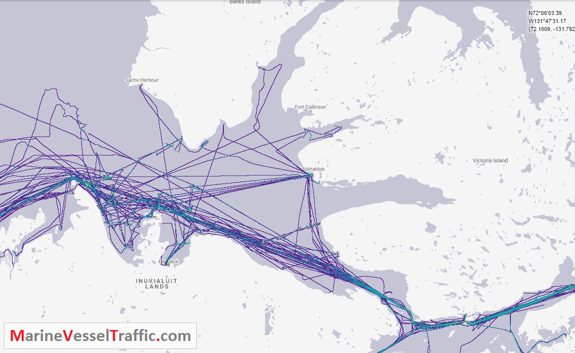 Live Marine Traffic, Density Map and Current Position of ships in AMUNDSEN GULF