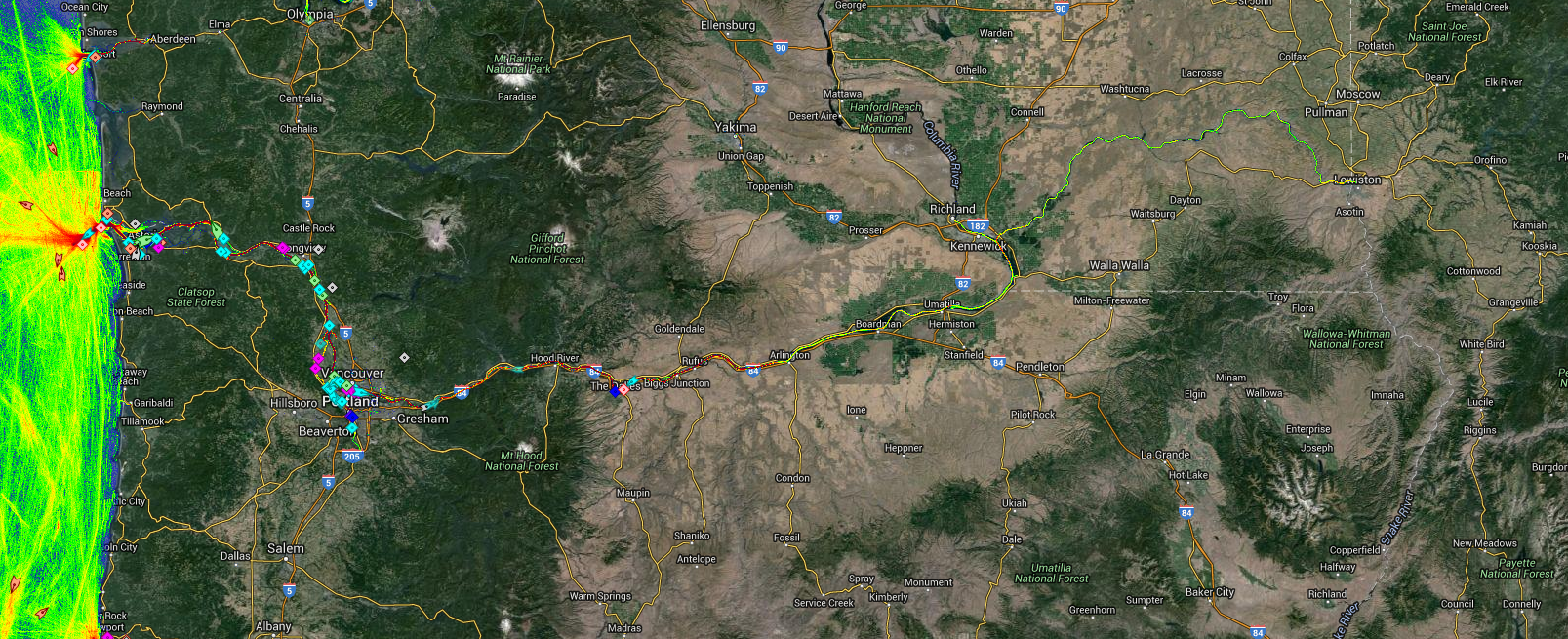 Live Marine Traffic, Density Map and Current Position of ships in COLUMBIA RIVER