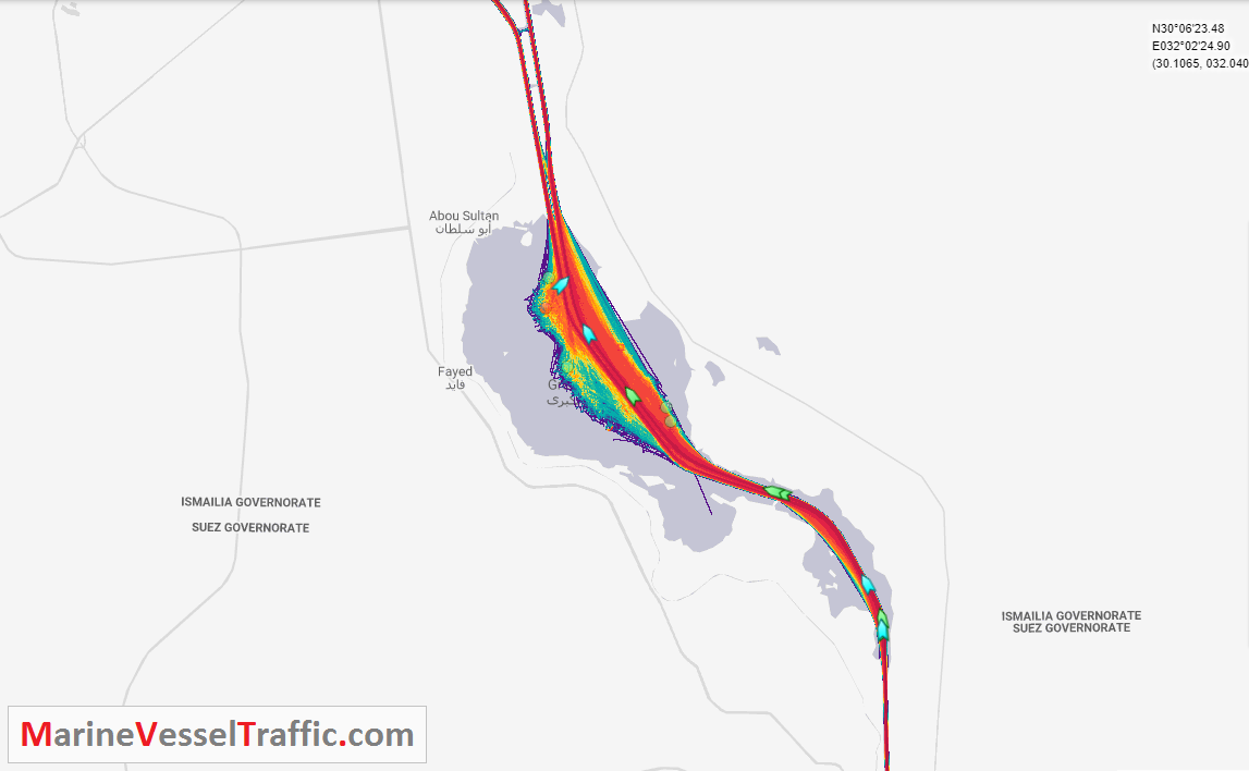 Live Marine Traffic, Density Map and Current Position of ships in GREAT BITTER LAKE