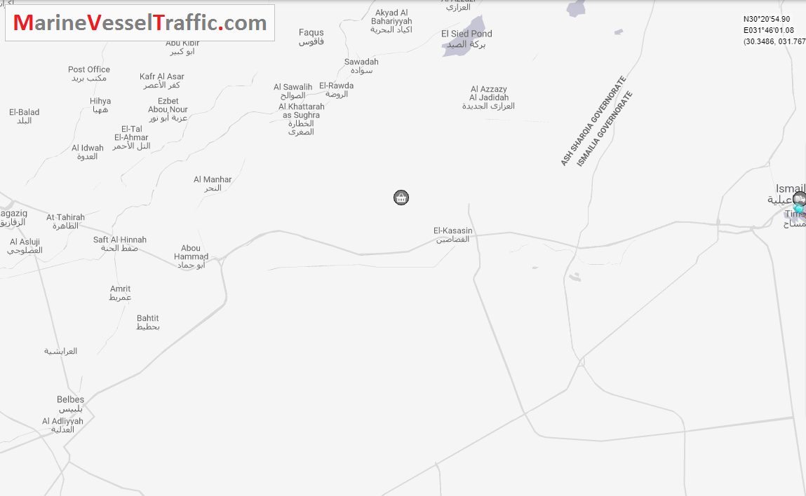 Live Marine Traffic, Density Map and Current Position of ships in ISMAILIA CANAL RIVER
