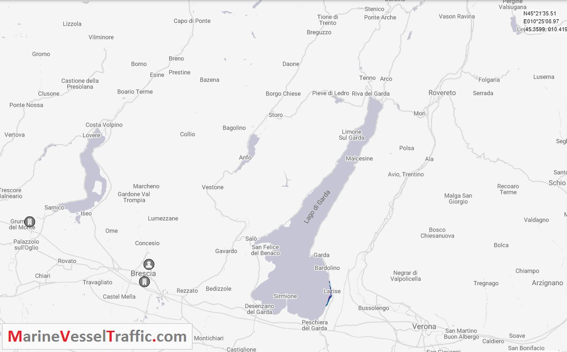 Live Marine Traffic, Density Map and Current Position of ships in LAGO DI GARDA LAKE